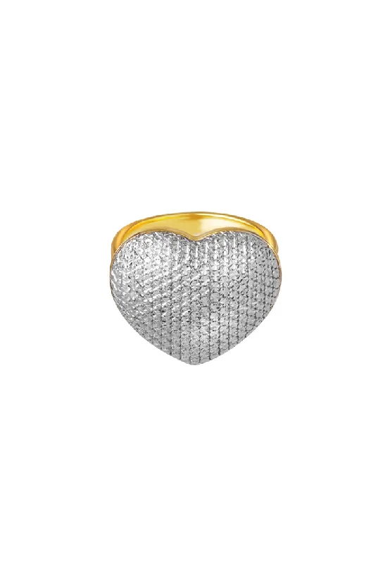 TOMEI Diamont Cut Collection Dual-Tone Heart Ring, Yellow Gold 916