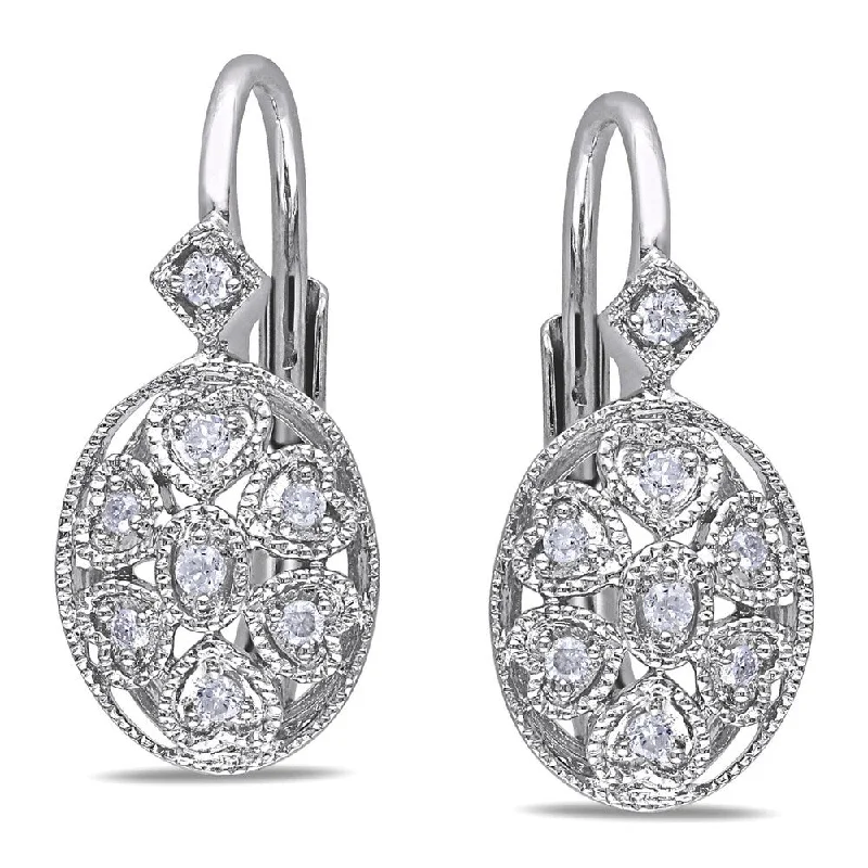 Miadora Sterling Silver 1/8ct TDW Diamond Earrings