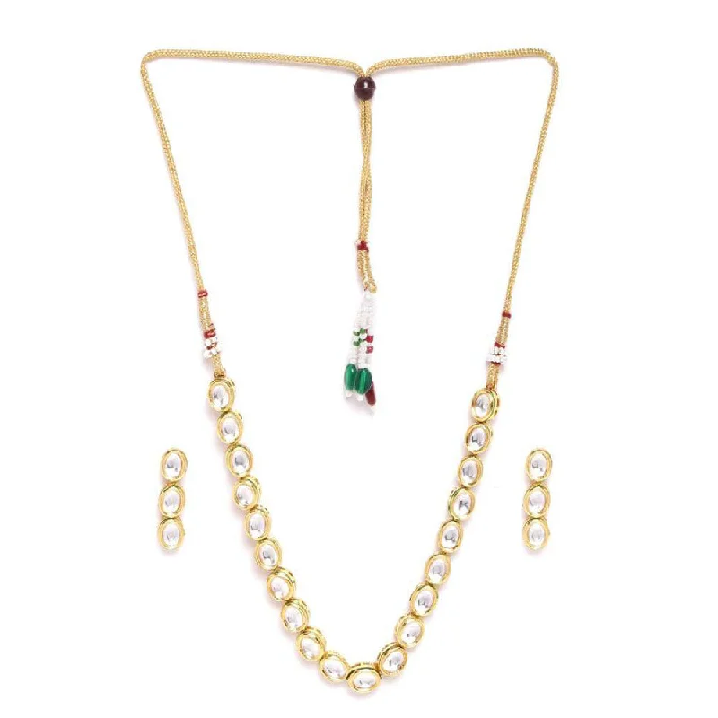 Shree Chamunda Jewellers Gold Plated Kundan Stone Necklace Set