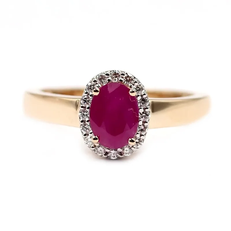 14Kt Yellow Gold Ruby and White Diamond Ring