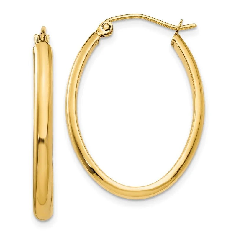 Curata 14k Yellow Gold Polished 21.5x3mm Oval Hoop Earrings