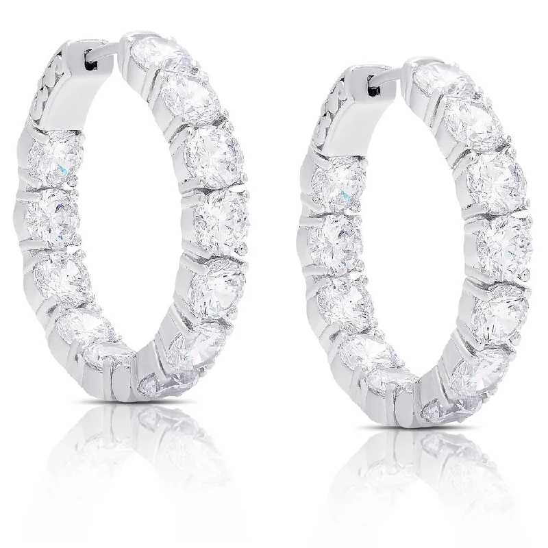 Dolce Giavonna Sterling Silver Cubic Zirconia Hoop Earrings