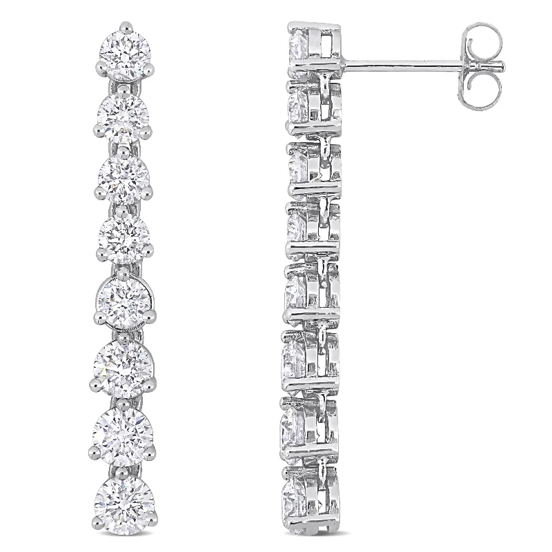 Miadora 18k White Gold 3 3/5ct TDW Diamond Graduated Journey Drop Earrings