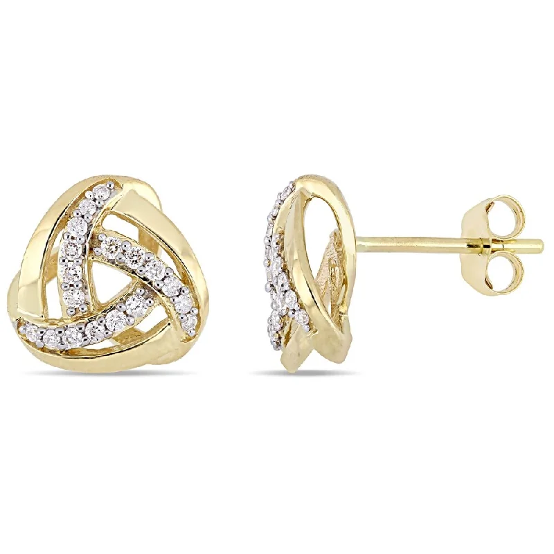 Miadora Signature Collection 10k Yellow Gold 1/5ct TDW Diamond Trilliant Swirl Stud Earrings