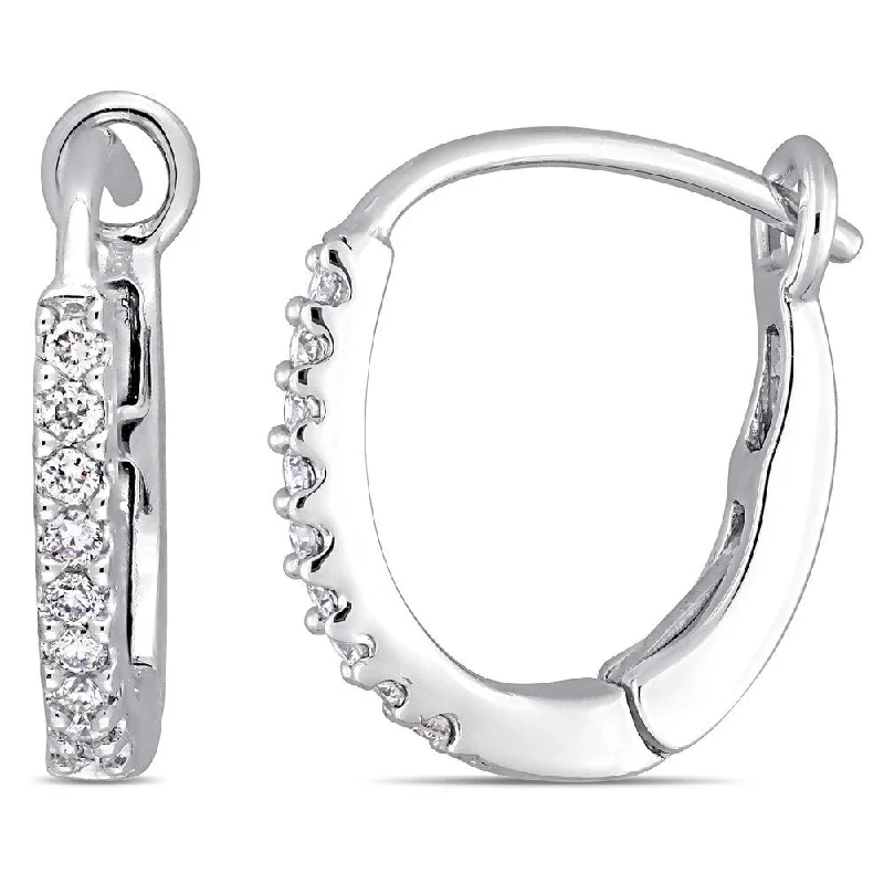 Miadora Signature Collection 10k White Gold 1/7ct TDW Diamond Hoop Earrings