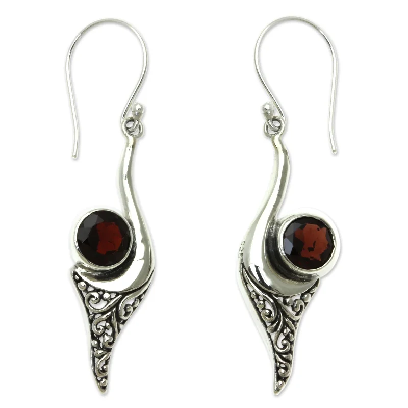 Sterling Silver Treasure Garnet Earrings (Indonesia)