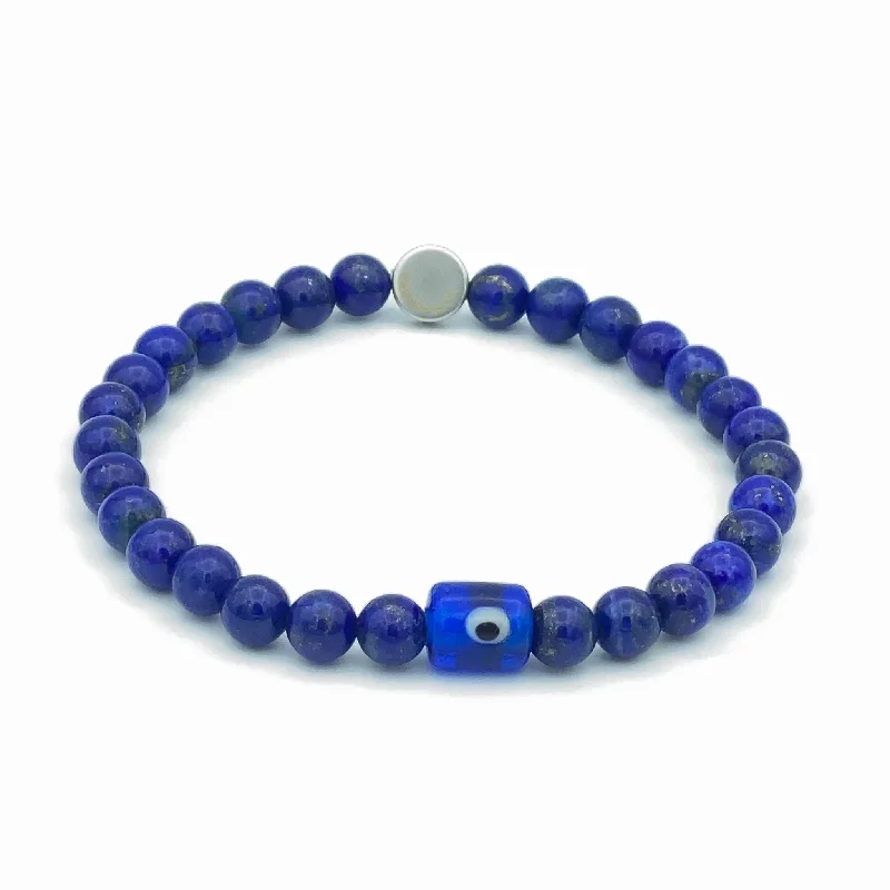 Evil Eye Glass And Gemstone Stretch Bracelet