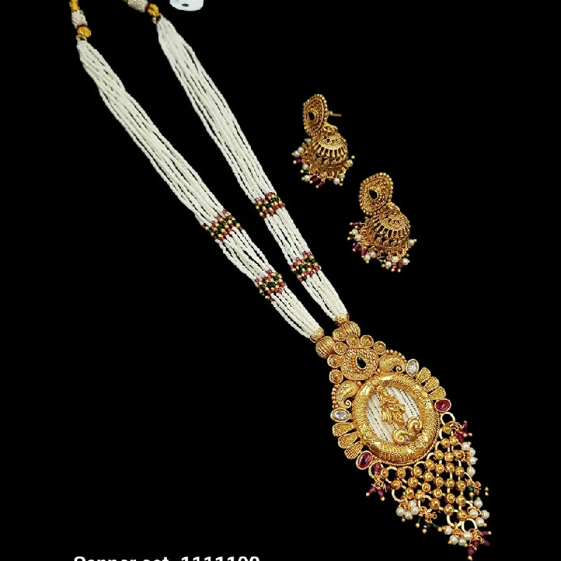 Padmawati Bangles Copper Gold Pearl Necklace Set