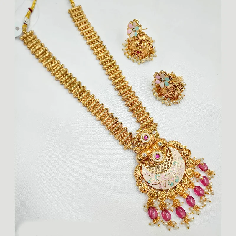 Padmawati Bangles Copper Gold Pota Stone Necklace Set