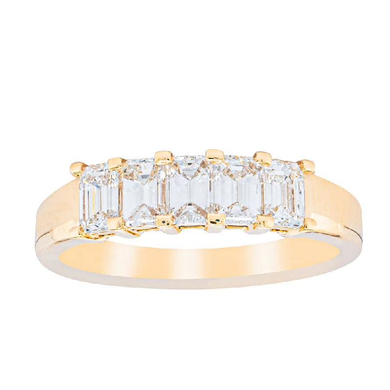 18ct Yellow Gold 1.02ct Emerald Cut Diamond Asra Ring