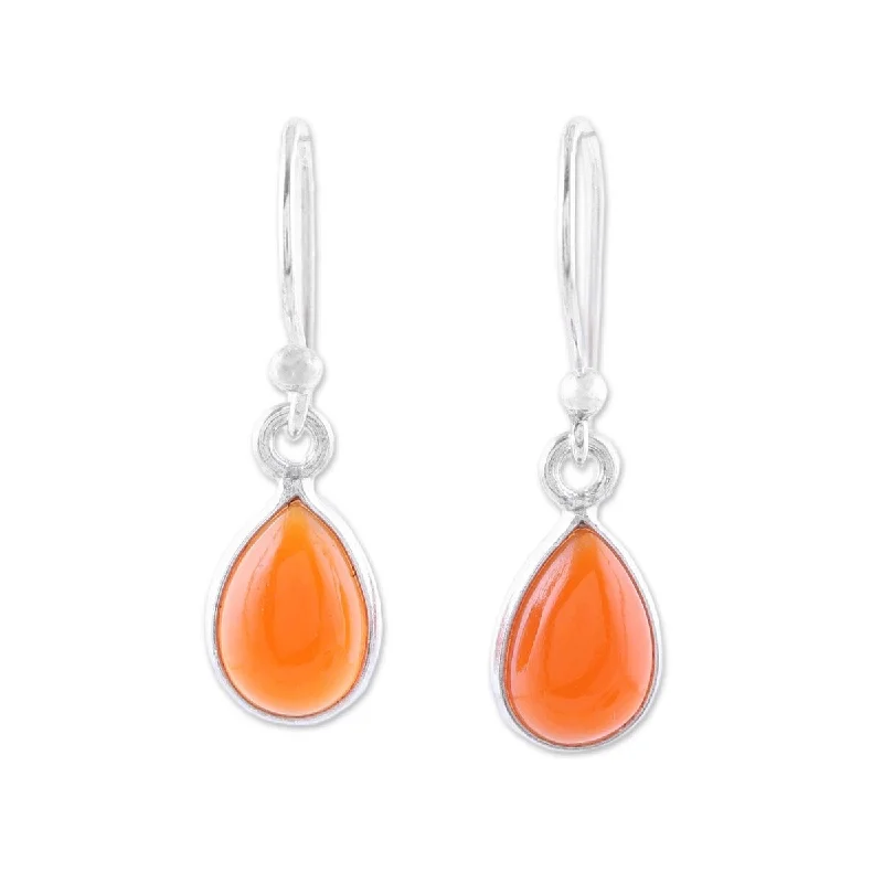 NOVICA Gentle Tear, Carnelian dangle earrings - 1*0.3