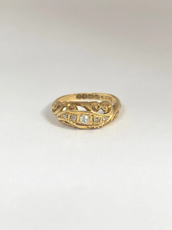 Art Deco, 18ct Gold Old Cut Diamond Ring, Hallmarked Birmingham, 1918