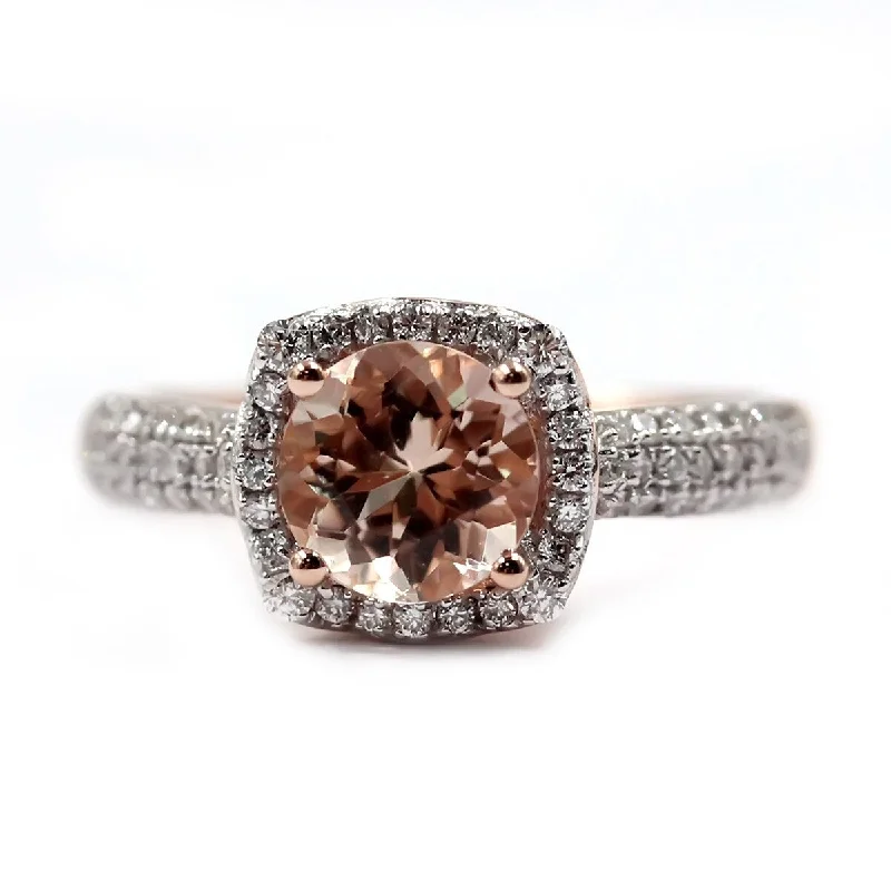 14Kt Rose Gold Morganite and Diamond Ring