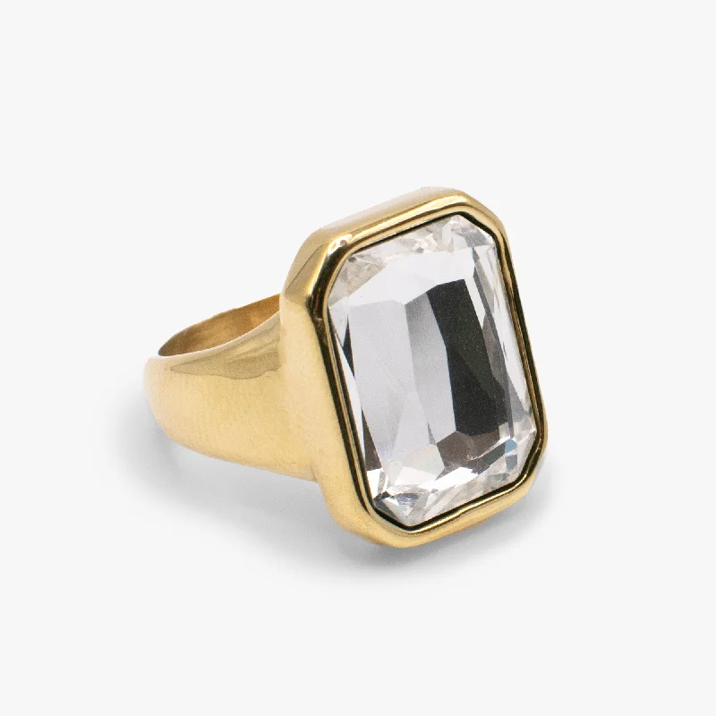 Emerald Cut Crystal Ring