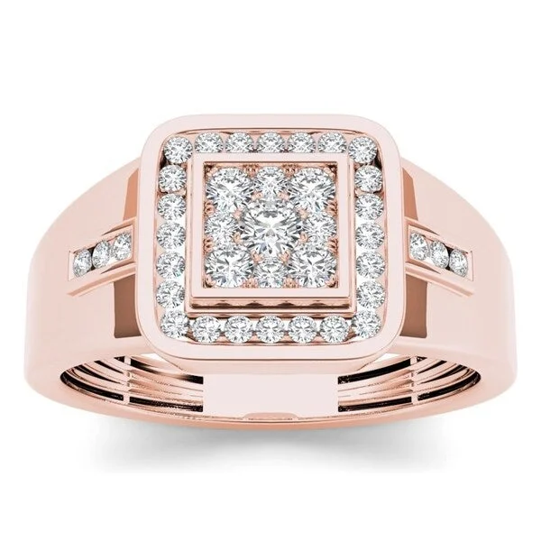 De Couer IGI Certified 10k Rose Gold Men's 1/2ct TDW Diamond Ring