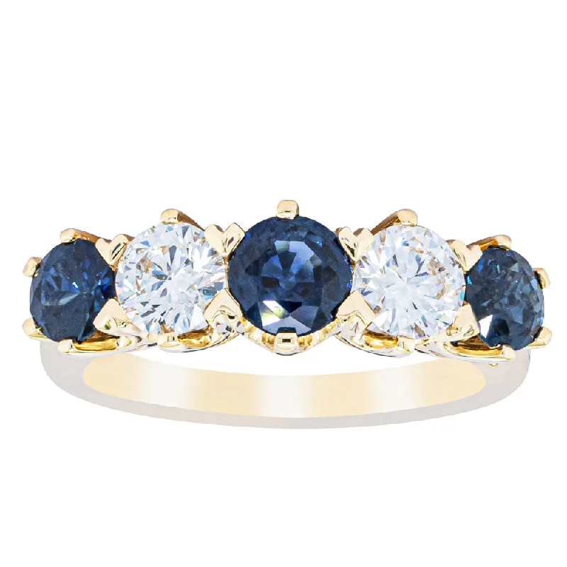 18ct Yellow Gold 1.41ct Sapphire & Diamond Pentagon Ring