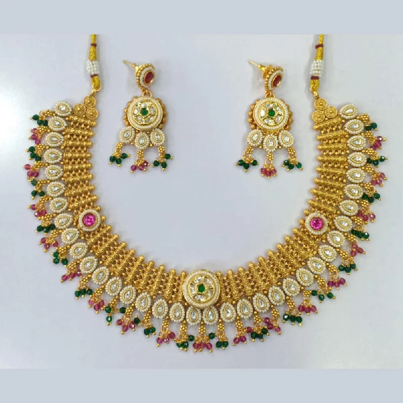 Manisha Jewellery Gold Plated Crystal Stone And Pearls Necklace Set