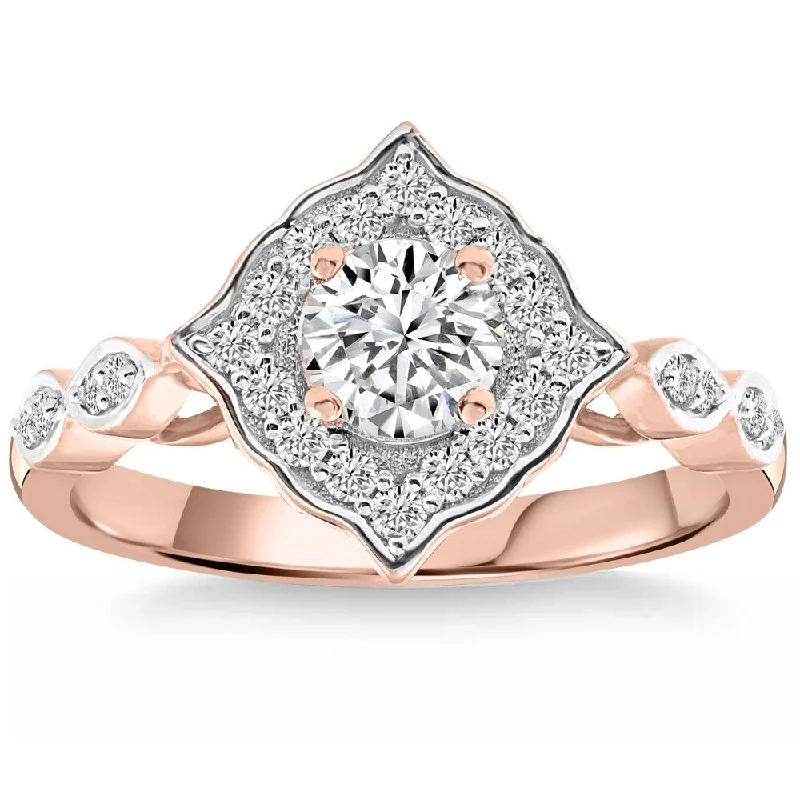 Certified .83 Ct Accent Designed Diamond Ring Rose Gold Lab Grown