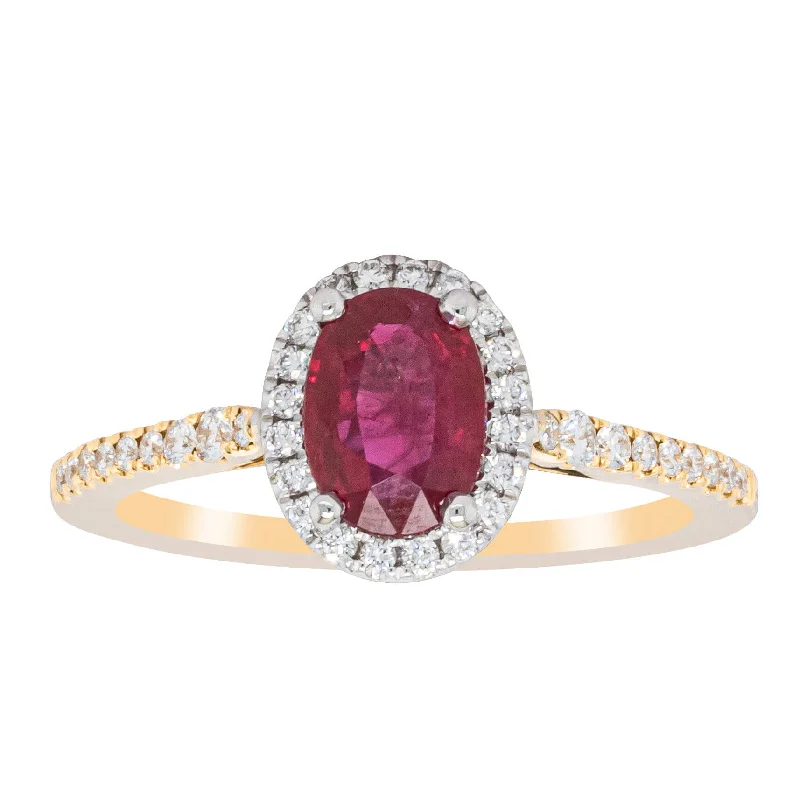 18ct Yellow Gold 1.09ct Ruby & Diamond Mini Sierra Ring