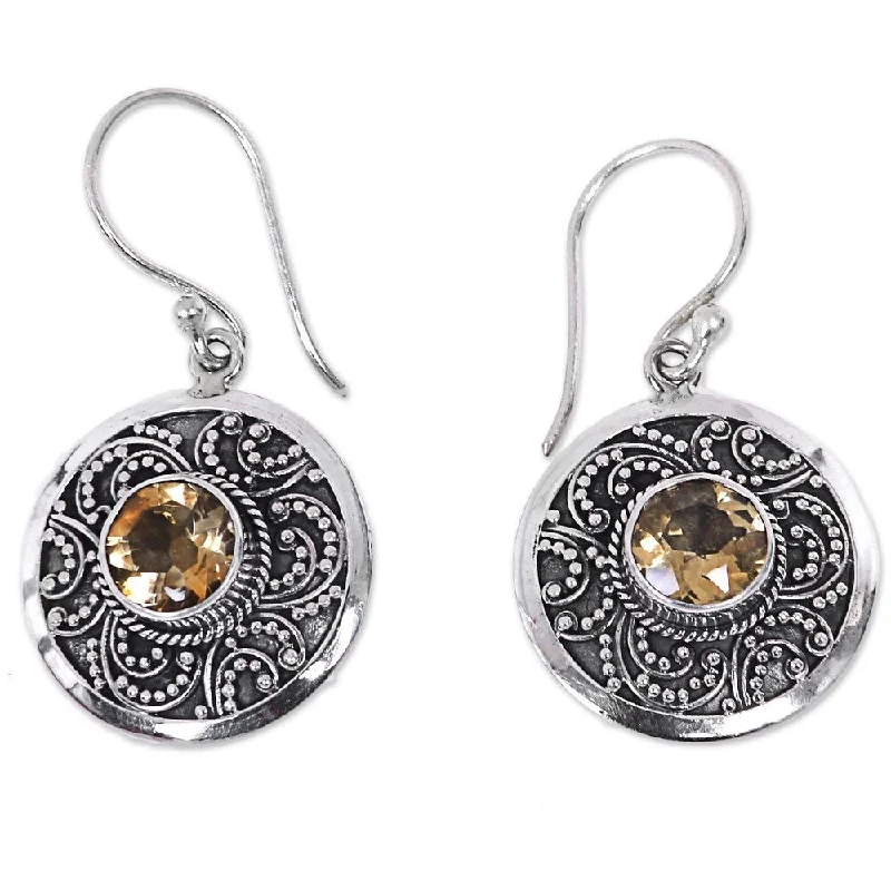 Sterling Silver 'Balinese Aura' Citrine Earrings