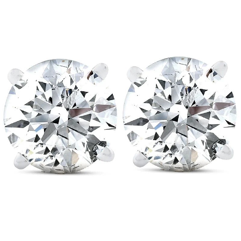 IGI Certified 1 Ct Diamond Studs Screw Back Womens Earrings in 14K White Gold.