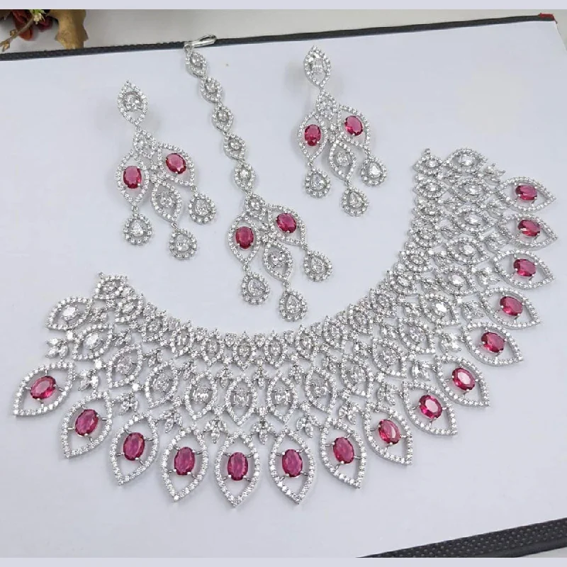 Kavita Art Silver Plated American Diamond Necklace Set