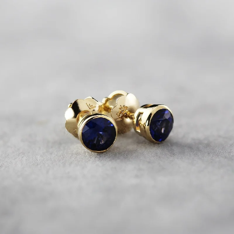 Auriya 14k Gold Bezel-set Sapphire Stud Earrings 1/2ctw