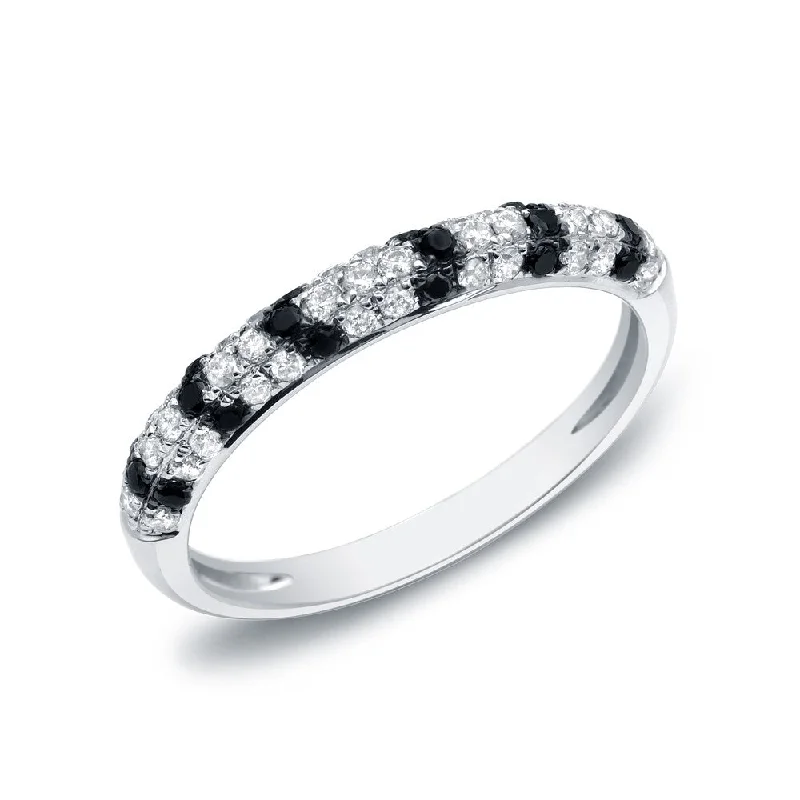 Auriya 14k White Gold 1/4ctw Black and White Pave-set Diamond Ring