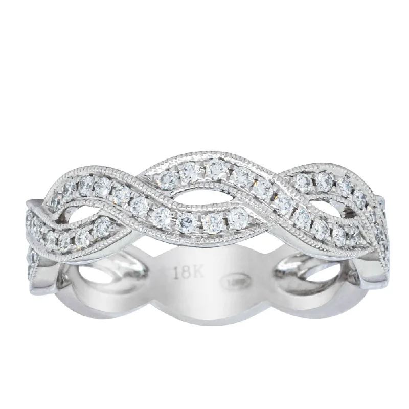 18ct White Gold .32ct Diamond Woven Band