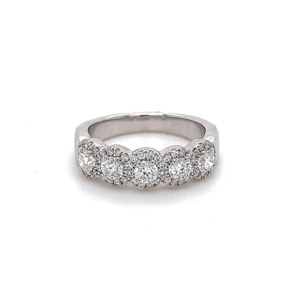 Diamond Band 14k  5 Stone Halo Band White Gold (97030)