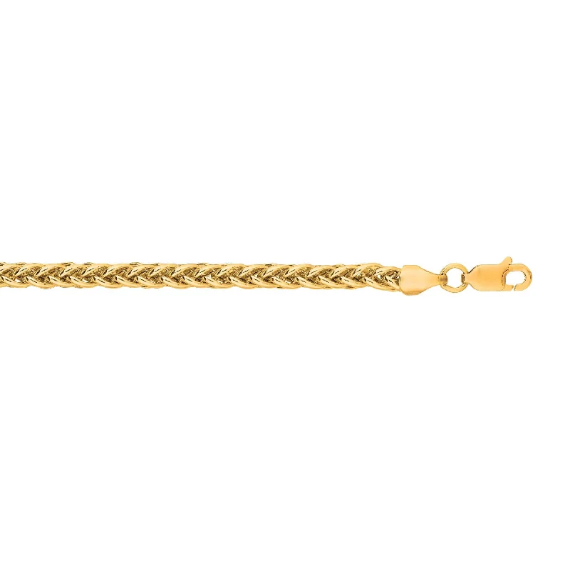 14kt 7.25 inches Yellow Gold 3.3mm Lite Weight Wheat Chain with Lobster Clasp