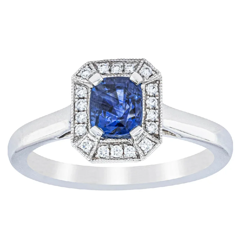 18ct White Gold 1.03ct Sapphire & Diamond Empire Ring