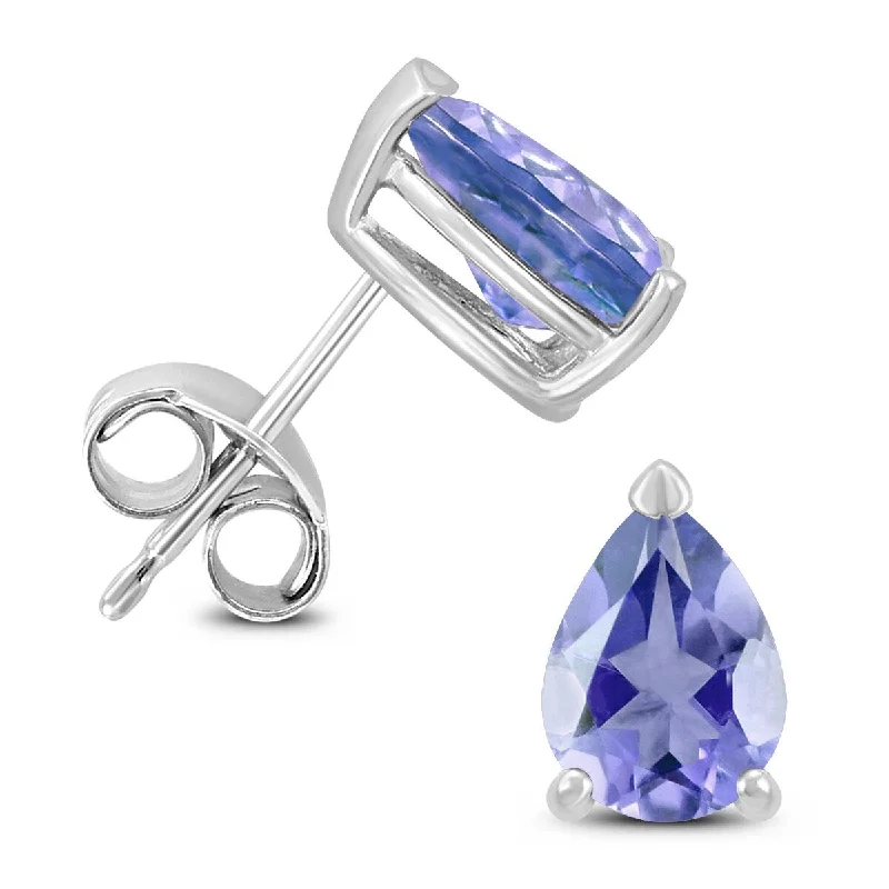 Marquee 14K White Gold 5x3MM Pear Tanzanite Earrings