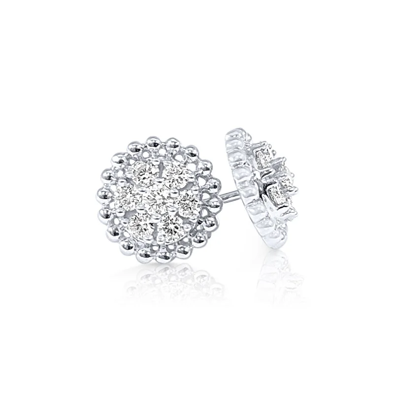 Joelle Diamond Cluster Stud Earrings 14K White Gold 3/8 CT TDW