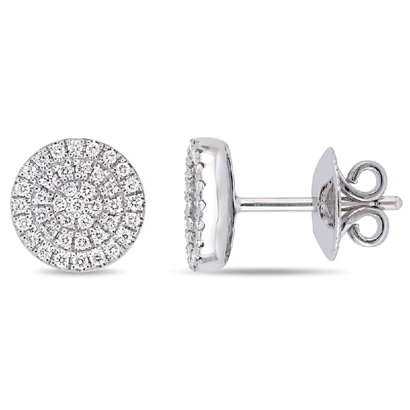 Miadora Signature Collection 14k White Gold 1/2ct TDW Diamond Triple Halo Circle Stud Earrings