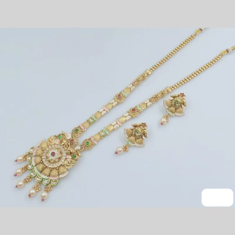 Rani Sati Jewels Gold Plated Kundan Stone And Meenakari Long Necklace Set