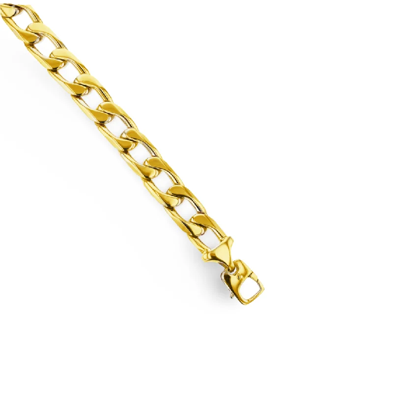 14KT YELLOW GOLD 12MM MEN'S CURB LINK BRACELET