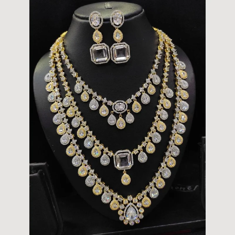 Aamrapali 2 Tone Plated Austrian Stone Long Necklace Set