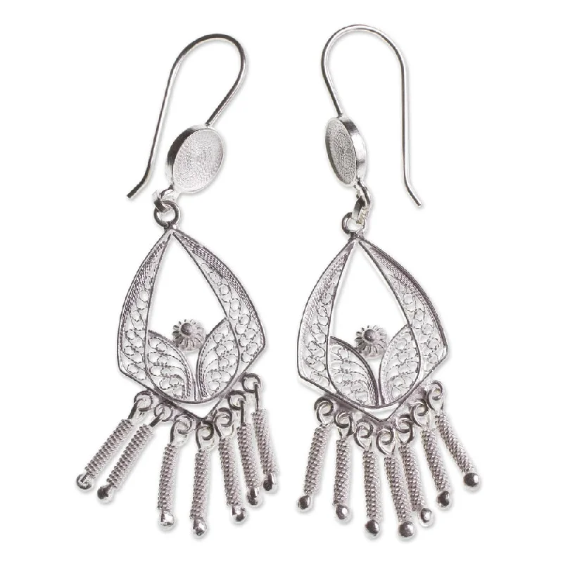 Handmade Sterling Silver 'Inca Royal' Earrings (Peru) - 2.6L*0.8W