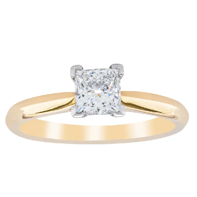 18ct Yellow Gold .76ct Princess Cut Diamond Venetian Ring