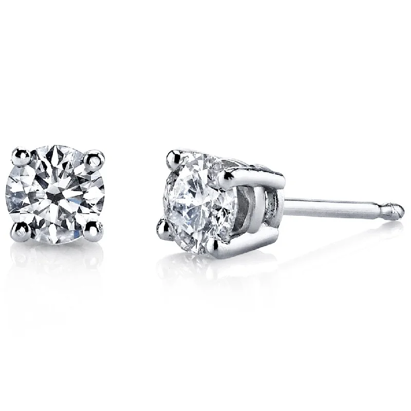 14k White Gold 1/2 ct Lab Grown Diamond Classic Stud Earrings