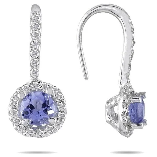 Marquee 3/4 Carat TW Tanzanite and Diamond Earrings in 10K White Gold