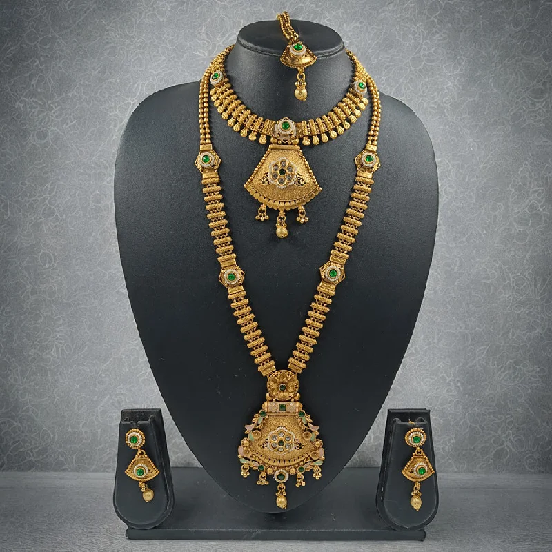 Gehana Mahal Copper Gold Pota Stone Necklace Combo