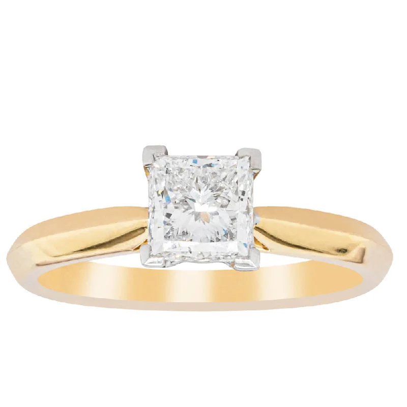 18ct Yellow Gold 1.00ct Princess Cut Diamond Venetian Ring