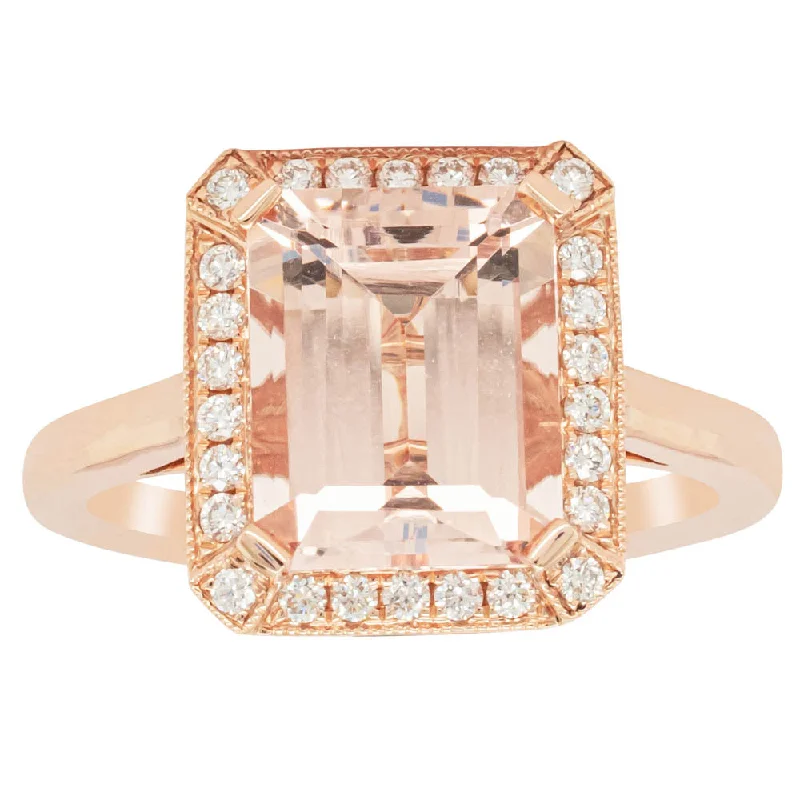 18ct Rose Gold 3.08ct Morganite & Diamond Empire Ring