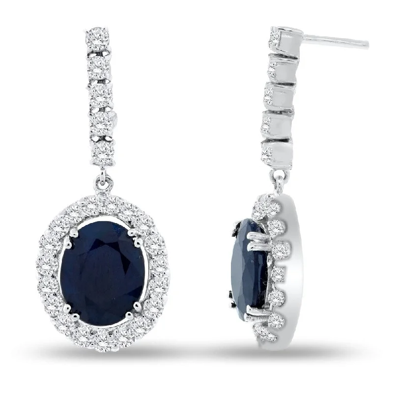 Auriya 14k Gold 5 1/2ct Sapphire and 1 1/3ct TDW Diamond Earrings - Blue