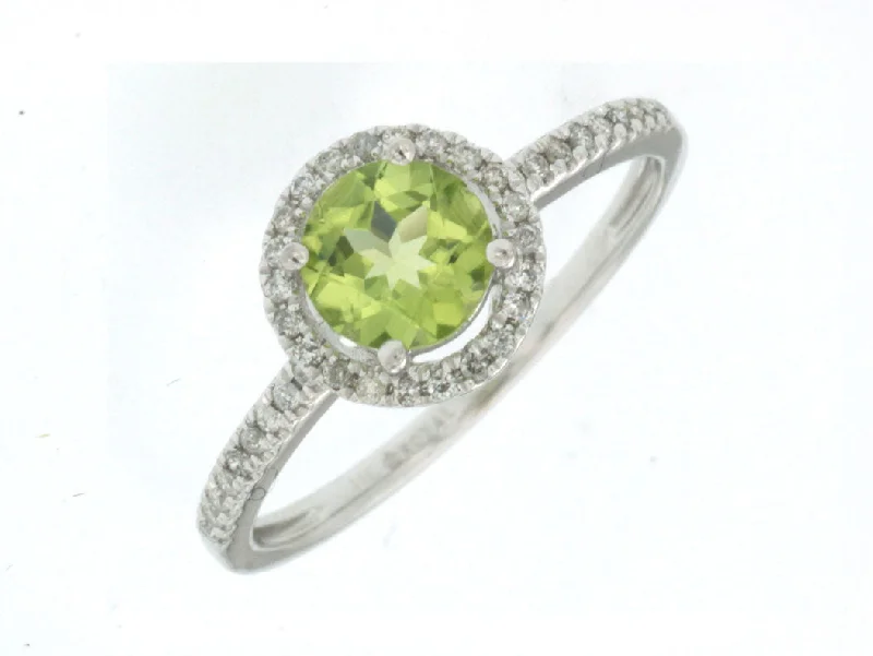 Peridot & Diamond 14k White Gold Ring (98933)