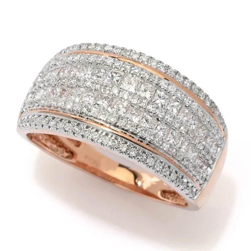 14K Rose Gold 1.00ctw Princess & Round Diamond Ring - Size 7