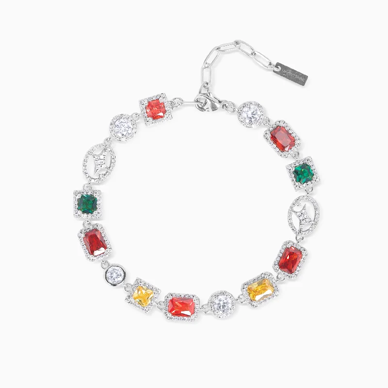 Bracelet Multi Gemstone 8 mm Argenté