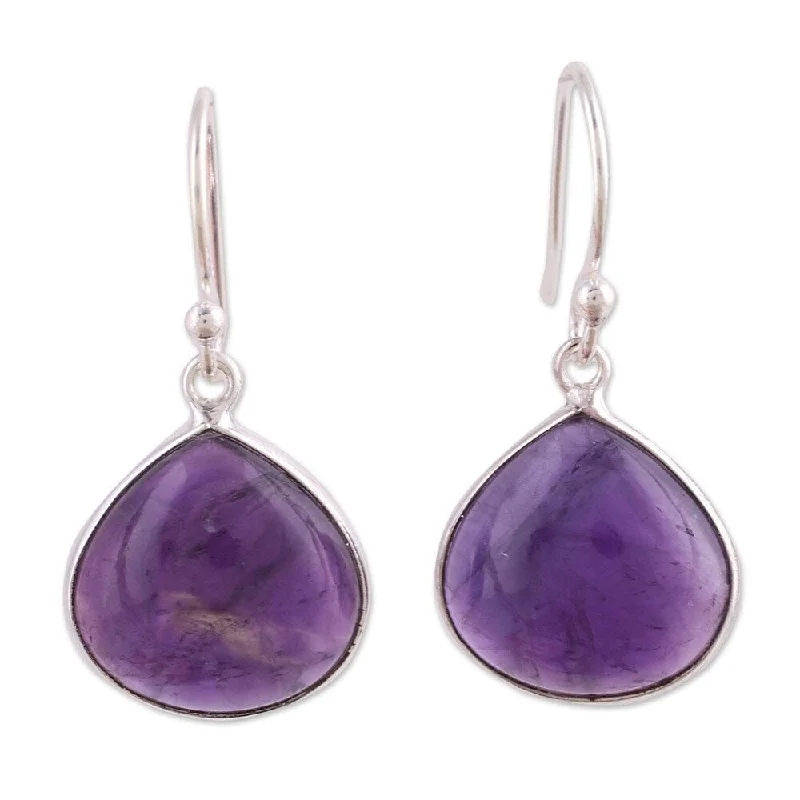 Handmade Sterling Silver Dancing Soul Amethyst Earrings (India) - 1.2*0.6